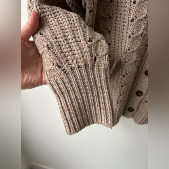 Revolve lacademie Cailean Cable Oversized Cardigan in Taupe - Picture 6 of 13